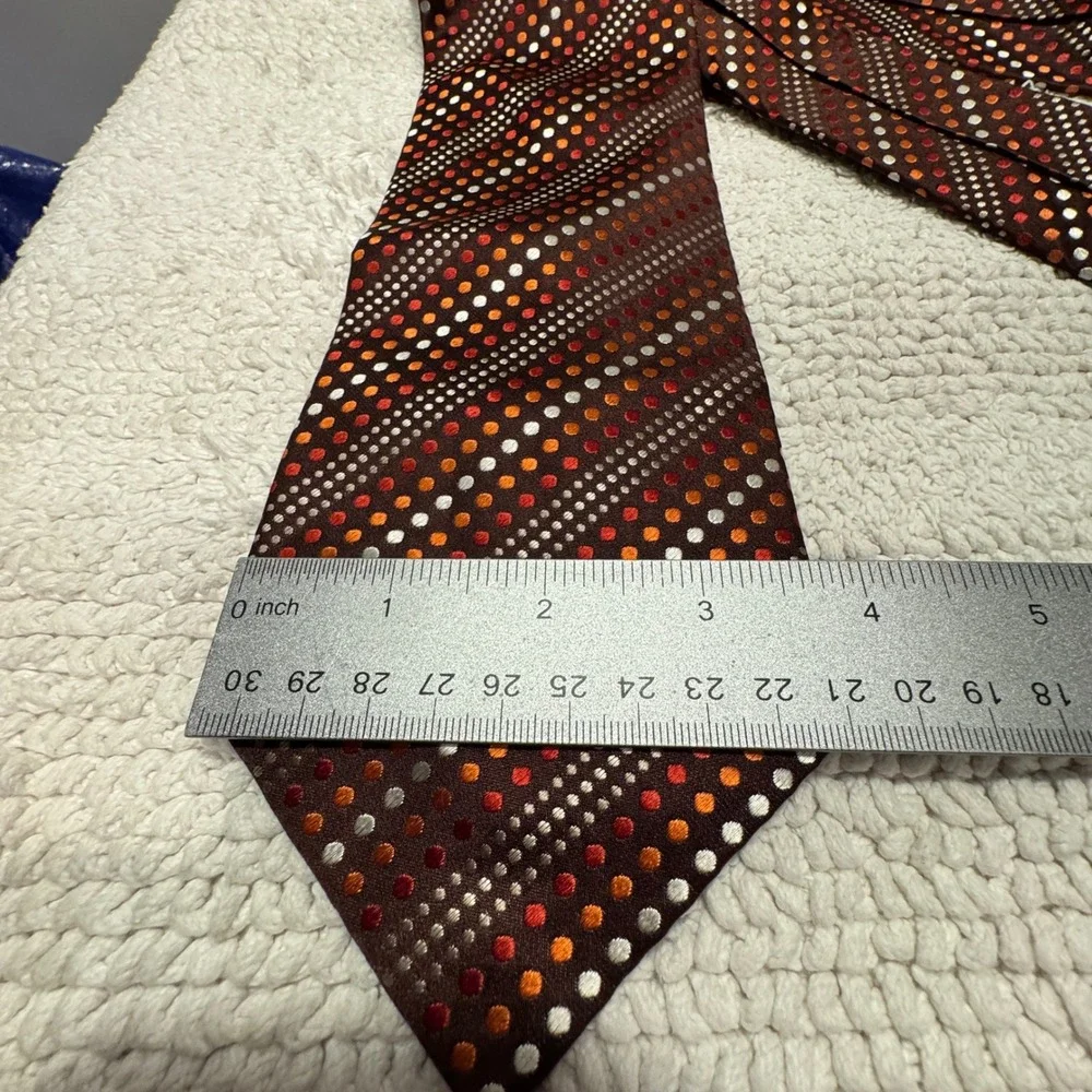 Geoffrey Beene Tie Red Orange Polka Dot Silk Business Formal Necktie Necktie